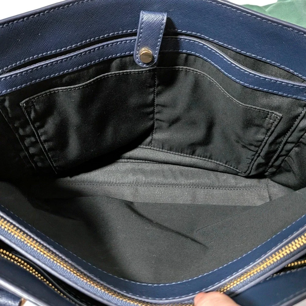Tory Burch Robinson Tote Navy Saffiano Leather Shoulder‎ Bag Medium